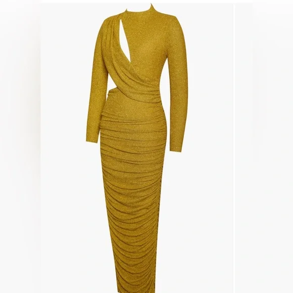 Glamorous Gold Long Sleeve Evening Dress - Picture 1 of 2